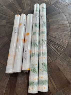 5 Floral & Daisy Shelf Liners - White with Yellow and Green